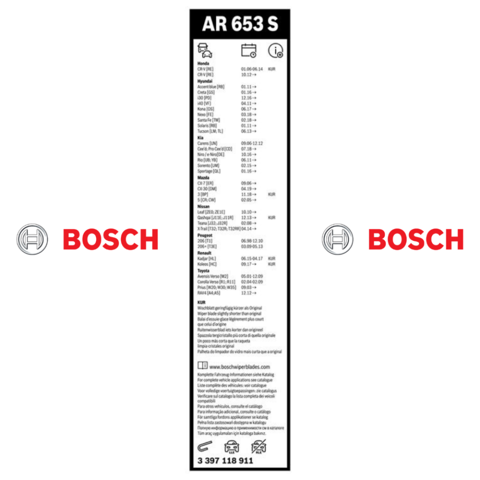 Silecek Süpürgesi Ön BOSCH 3397118911 AEROTWIN Tucson i30 Sportage CR-V Verso 650/400 mm 26/16 inç